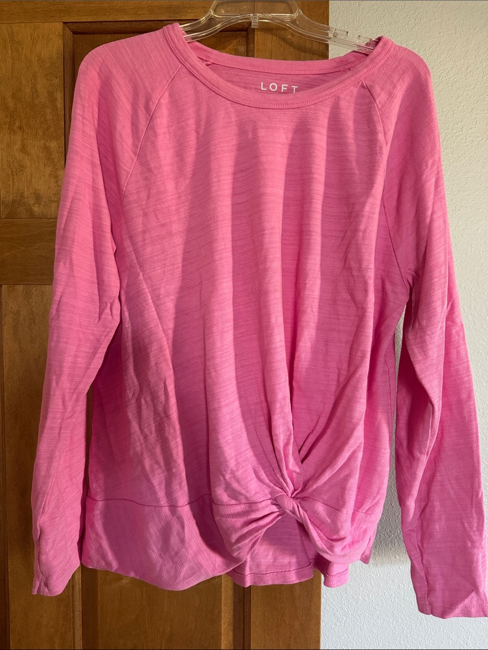 LOFT Bright Pink Long-Sleeve Knot Front Sweatshirt women’s Large